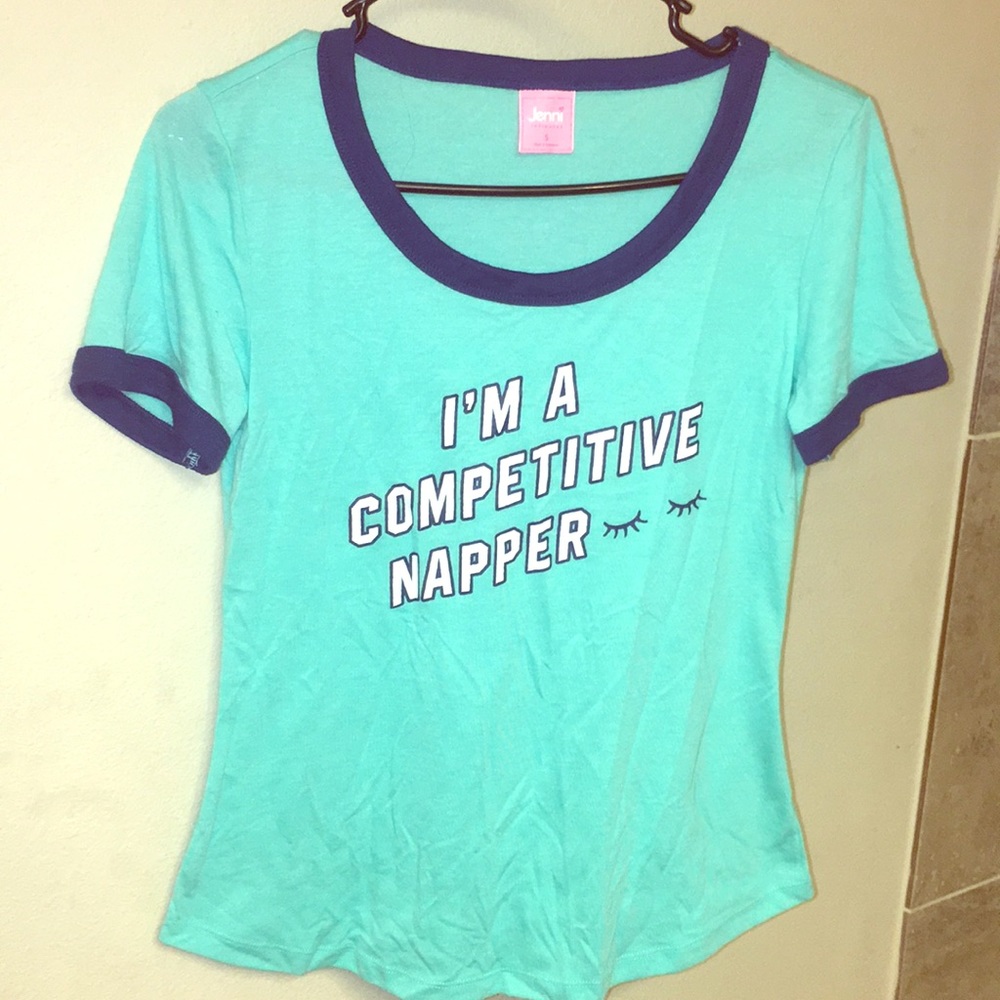 Pajama shirt and shorts.
